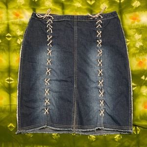 Lazer Jeans denim midi skirt